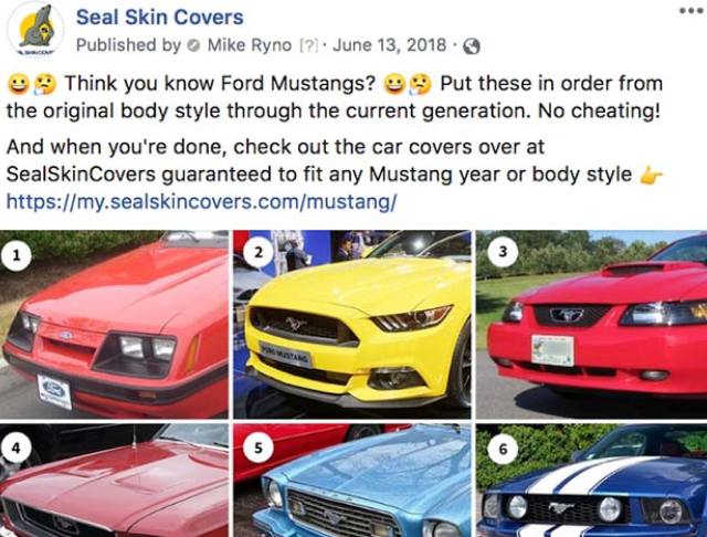 Ví dụ về thành công trong việc mở rộng quy mô quảng cao Facebook của Seal Skin Covers